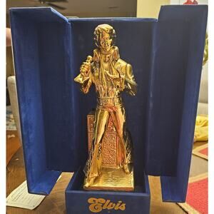 1977 Sincerely Elvis Presley GOLD Decanter & Music Box STILL SEALED